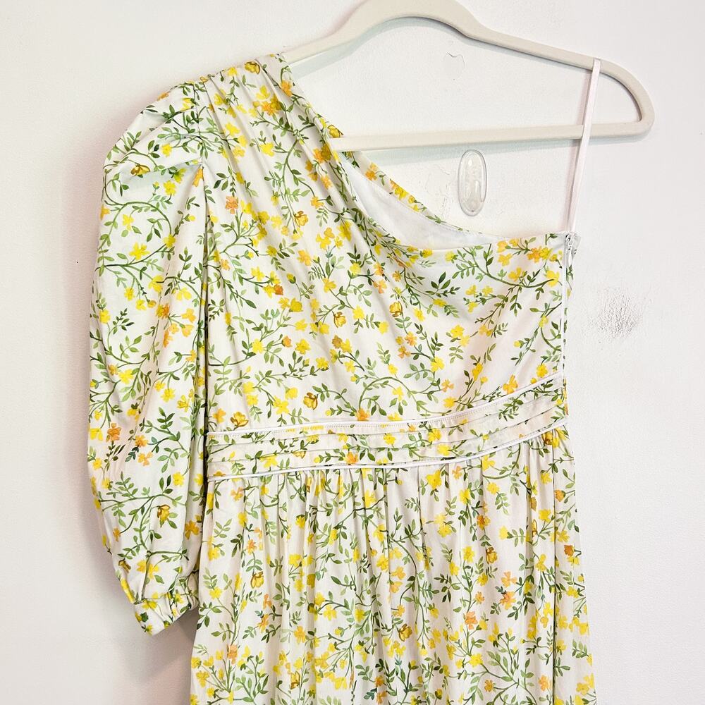 NEW Especia One Shoulder Floral Ester Midi Dress Yellow Size S - Picture 3 of 10